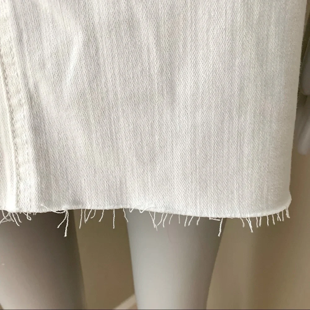 JUST BLACK White Denim Stretch Cotton Raw Hem Skirt Style # CD132K Size Small - Picture 8 of 16